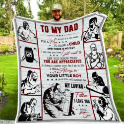 Son To Dad , Welder Quilt Blanket Geembi™