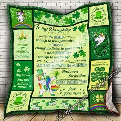 Mom To Daughter, Unicorn, St. Patrick’s Day, Irish Quilt Geembi™