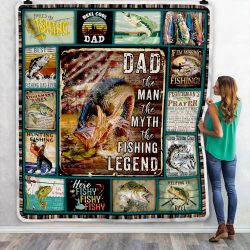 Dad. The Man, The Myth, The Fishing Legend Sofa Throw Blanket Geembi™