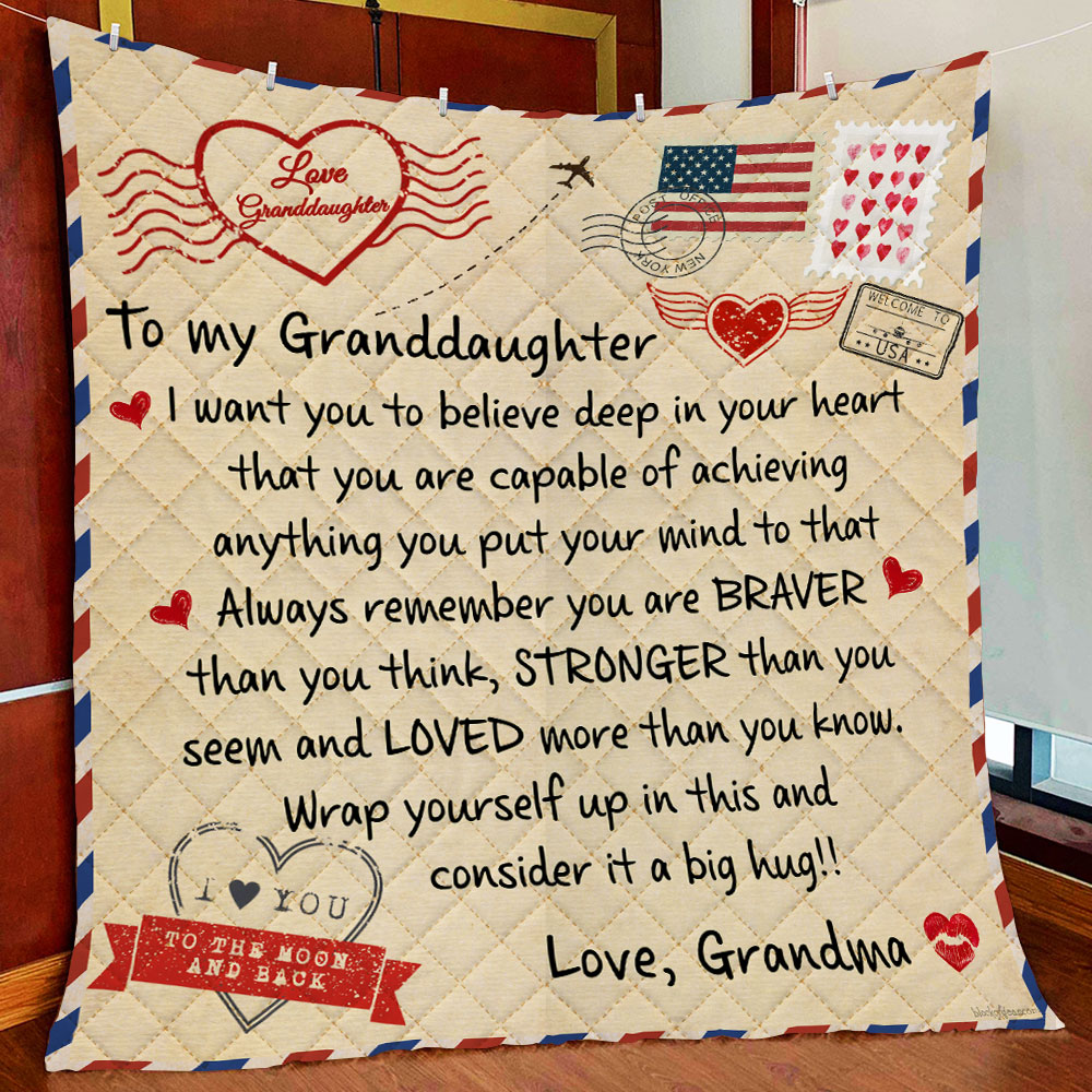Details about   To My Granddaughter Letter Love Grandma Quilt Blanket Printing in US Fleece 