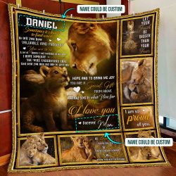 Personalized To My Boy, God Sent You Into My Life, Lion Quilt Blanket Geembi™