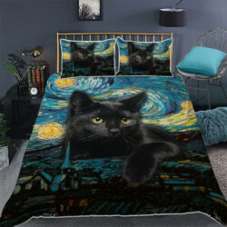 Black Cat Starry Night Quilt Bedding Set Geembi™