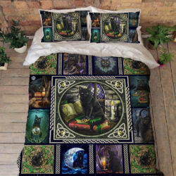 Witch Wiccan Black Cat Quilt Bedding Set THH1037QS