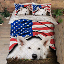 White German Shepherd American Patriot Quilt Bedding Set THH2903QSv16