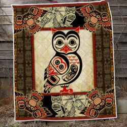 Owl Quilt Blanket Haida Owl Native American QNK801Qv5