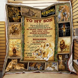 To My Son Quilt Blanket Remember You Mean The World To Me Lion Quilt Blanket LHA1689Q Geembi™