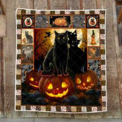Black Cat Halloween Quilt Blanket PN258Q
