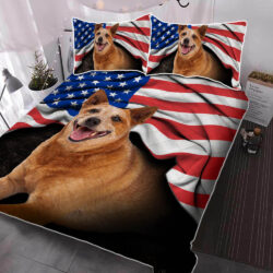 Australian Cattle Dog. Red Heeler American Patriot Quilt Bedding Set THH2903QSv21