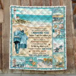 Couple Quilt Blanket Husband To Wife Beach Turtle Coastal Lighthouse Quilt Blanket TRN1330Q - Twin 60"x70"