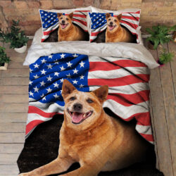 Australian Cattle Dog. Red Heeler American Patriot Quilt Bedding Set THH2903QSv21