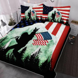 Bigfoot Sasquatch Quilt Bedding Set Rock On American Flag DBD2784QS