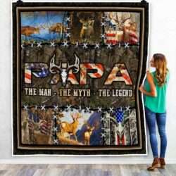 Papa. The Man, The Myth, The Legend. Deer Hunting Quilt Blanket Geembi™