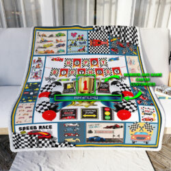 Personalized Happy Birthday Racing Boy Sofa Throw Blanket Geembi™
