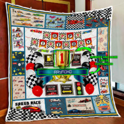 Personalized Happy Birthday Racing Boy Quilt Blanket Geembi™