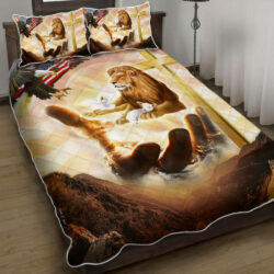 Lion And Lamb Cross American Quilt Bedding Set Geembi™