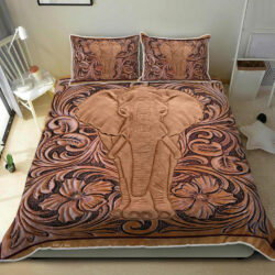 Elephant Wood Sculpture Quilt Bedding Set Geembi™
