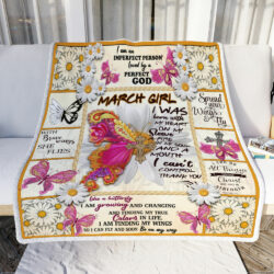 March Girl I Was Born With My Heart On My Sleeve. Butterflies Birthday Sofa Throw Blanket Geembi™