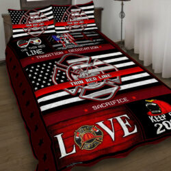 Thin Red Line Firefighter Quilt Bedding Set Geembi™