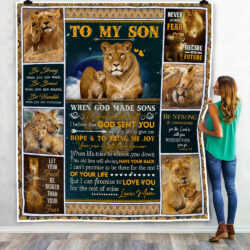 To My Son, I Believe That God Sent You Into My Life, Love Mom, Lion Quilt Blanket Geembi™