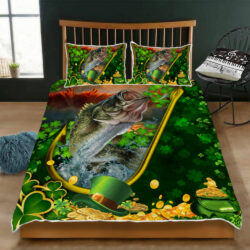 ST. Patrick's Day Bass Fishing Quilt Bedding Set Geembi™