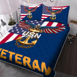 US Navy Bedding U.S. Navy E-7 Chief Petty Officer American Eagle Veteran Quilt Bedding Set TRL909QS