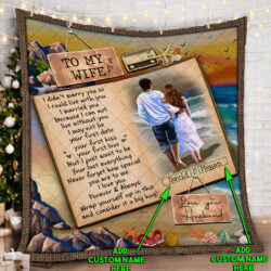 Personalized To My Wife, Beach Life Custom Name Quilt Blanket Geembi™