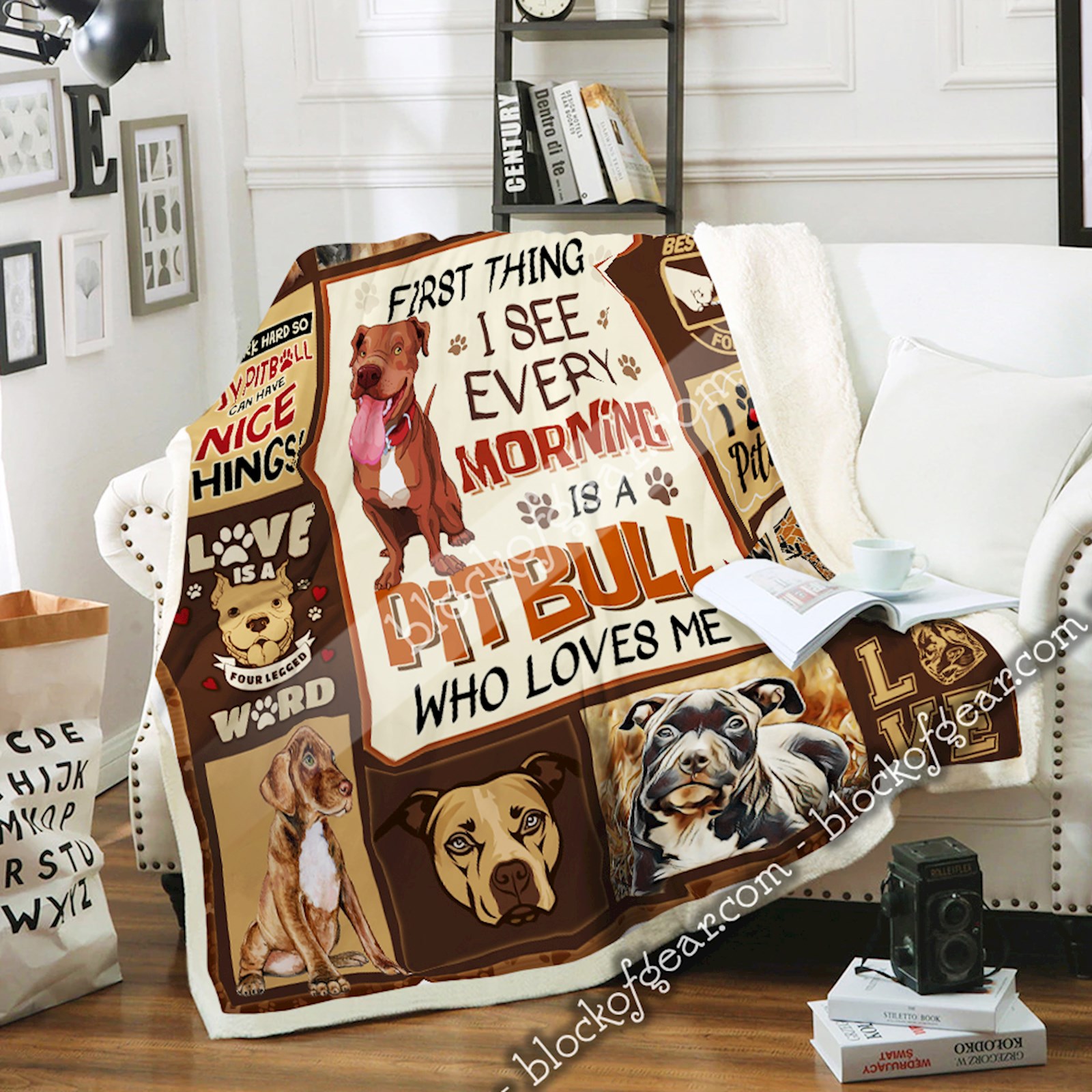 Quilt Blanket I Love My Pitbull Sofa Blanket Fleece 