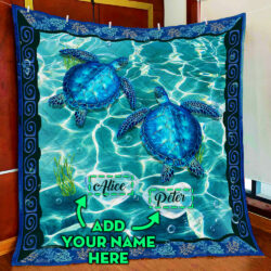 Personalized Turtle Custom Two Names Quilt Blanket Geembi™