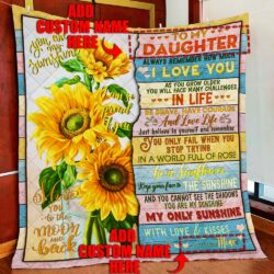 Personalized To Daughter. Granddaughter Sunflower Quilt Blanket Geembi™
