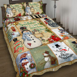 Snowman Quilt Bedding Set Snowflakes Are Kisses from Heaven LHA384QSv1 Geembi™