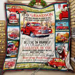 To My Grandson, Love Grandma - Red Truck Quilt Geembi™