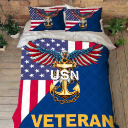 US Navy Bedding U.S. Navy E-7 Chief Petty Officer American Eagle Veteran Quilt Bedding Set TRL909QS