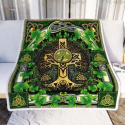 Irish Celtic Shamrock Cross Sofa Throw Blanket Geembi™