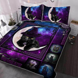 Black Cat And The Moon Quilt Bedding Set THH3473QS