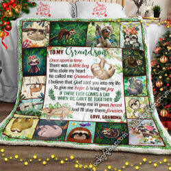 Grandma To Grandson, Sloth Sofa Throw Blanket NH244 Geembi™