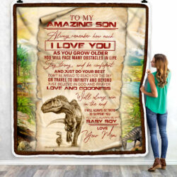 To My Amazing Son. Dinosaur T-rex Sofa Throw Blanket Geembi™