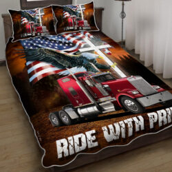 Jesus American Eagle Trucker Ride With Pride Quilt Bedding Set Geembi™