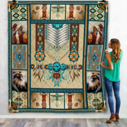 Blue Native American Blanket Geembi™ Native American Pattern Quilt Blanket
