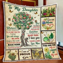 Mom To My Daughter Wherever Your Journey In Life. Succulent Plant Quilt Blanket Geembi™