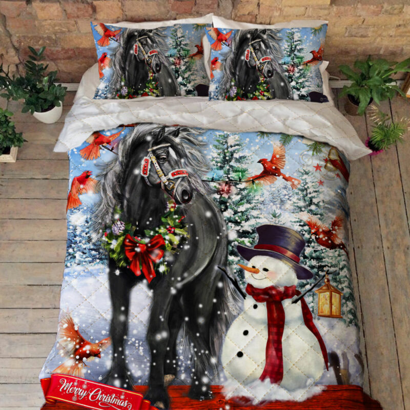 Horse Christmas Quilt Bedding Set Horse Through The Snow DBD2921QS