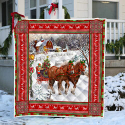 Christmas Quilt Horse Christmas Quilt Blanket TRL1638Q