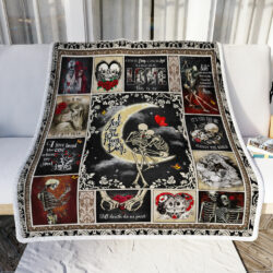 Skull Couple Sofa Throw Blanket I Love You To The Moon & Back MLH2080B