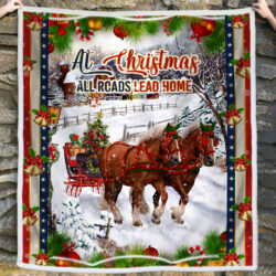 Horse Sofa Throw Blanket At Christmas, All Roads Lead Home ANT346B
