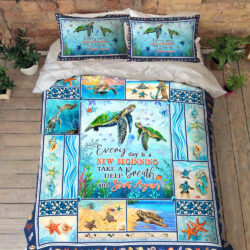 Sea Turtle Quilt Bedding Set Everyday Is A New Beginning MLH2086QS