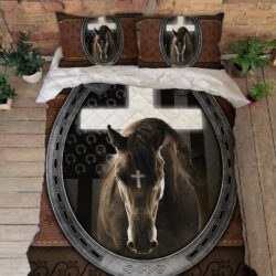 Horse Quilt Bedding Set Jesus And Black Horse BNT288QSv1