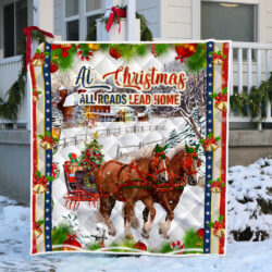 Horse Quilt Blanket At Christmas, All Roads Lead Home ANT346Q