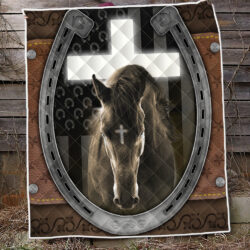 Horse Quilt Blanket Jesus And Black Horse BNT288Qv1