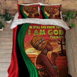 Black Woman Quilt Bedding Set Be Still And Know That I Am God DDH3127QS