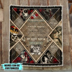 Personalized To My Only Love, Skull Couple For Wife And Husband Custom Name Quilt Blanket THB3718QCT