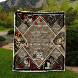 Personalized To My Only Love, Skull Couple For Wife And Husband Custom Name Quilt Blanket THB3718QCT